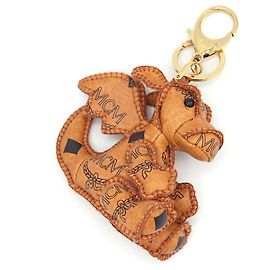 MCM Leather Keyring in Brown Brown