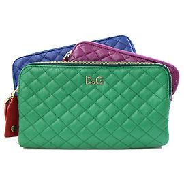 Borsa a pochette in pelle Dolce & Gabbana Blu Verde Porpora