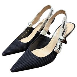 Christian Dior J'Adior Slingback Pumps in Black Fabric Black