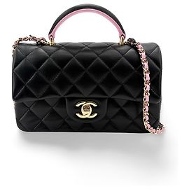 Chanel Classic Single Flap Top Handle Quilted Iridescent Lambskin Mini Black