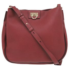 Salvatore Ferragamo Gancini Leather Red Shoulder Bag Red