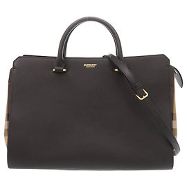 Bolsa de mão Burberry Banwell em couro e lona com padrão Check Preto