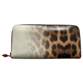Christian Louboutin Leopard Print Zip-Around Wallet White Leopard print