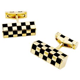 Gemelli Van Cleef & Arpels, « Damier », oro giallo e legno. Altro