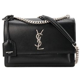 Autre Marque SAINT LAURENT - Bolsa de ombro Saint Laurent Sunset em couro liso preto Preto