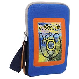 LOEWE Shoulder Pouch Canvas Blue Silver Auth bs37076V Prata Azul