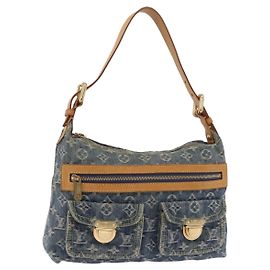 LOUIS VUITTON Monogram Denim Buggy PM Shoulder Bag Blue M95049 LV Auth mr2976V Blue