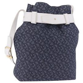 LOEWE Schultertasche Canvas Blue Gold Auth bs37397A Blau Golden
