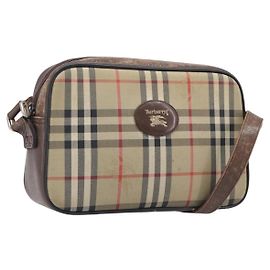 Borsa a tracolla Burberrys Nova Check Canvas Beige Gold Auth 206119 Beige D'oro
