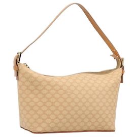 Céline CELINE Macadam Canvas Accessory Pouch PVC Leather Beige Gold Auth 206085V Beige Golden