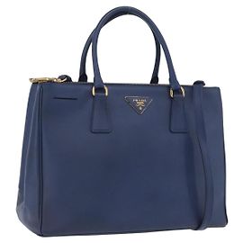 Sac à main PRADA Galleria Saffiano 2way Blue Gold Auth 203895A Bleu Doré