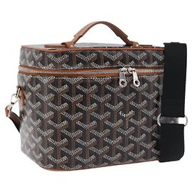 Bolso de mano GOYARD Herringbone Vanity Muse PVC 2way Negro Plata Auth 203159SM Negro Plata