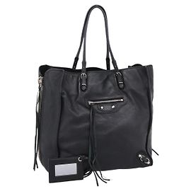 Bolsa de mão Balenciaga Mini Paper A4 em couro preto e prata 357330 Auth mr2968A Preto Prata