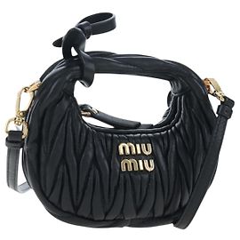 Bolsa Hobo Miu Miu Matelassé em Couro 2way Preta Tom Dourado Auth 167609SAM Preto Outro