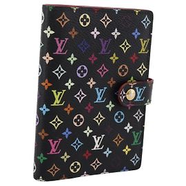 LOUIS VUITTON Monogram Multicolor Agenda PM Cover Black R21076 Auth 206303A Black