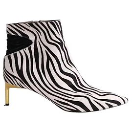 Autre Marque Bettina Vermillon Black Leather Ankle Boots Size 40 Black