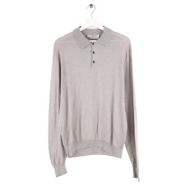 Yves Saint Laurent Polohemd aus Baumwolle Grau Grau