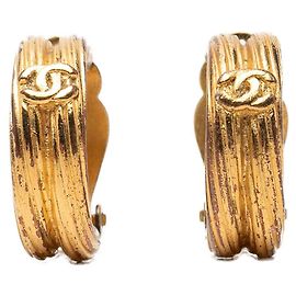 Chanel CC vergoldete Creolen Clip-On Ohrringe Golden