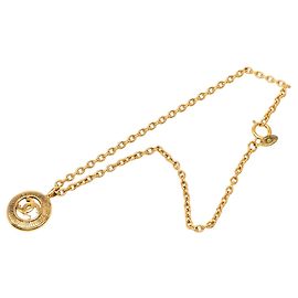 Chanel CC Rundanhänger Halskette vergoldet Golden