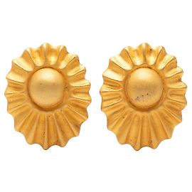 Gold Hermès Gold Plated Sun Clip On Earrings Golden