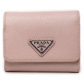 Portafoglio piccolo Prada Saffiano rosa a tre scomparti Rosa