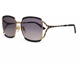 Gucci, Black and gold square sunglasses Black Golden