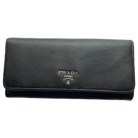 Prada Cartera de cuero Saffiano Negro