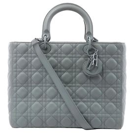 Autre Marque  mala de mão 2Way Lady Dior Large em couro Cannage Cinza Cinza
