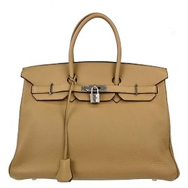 Hermès Hermes Birkin Light Togo com Palladium Hardware 35 Bege