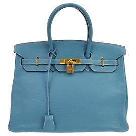 Hermès Hermes Birkin Blue Clemence mit Gold Hardware 35 Blau