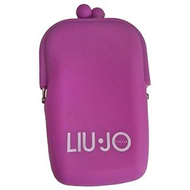 Liu.Jo liu jo wallet / pink silicone pouch logo ball zip closure compact practical women Purple
