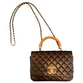 2018 Chanel Quilted Lambskin "Knock on Wood" Satchel Other