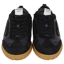Hermès Hermes Jet Sneaker aus schwarzem Leder und Wildleder Schwarz