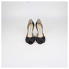 Sandali Jimmy Choo in tessuto broccato nero con fiocco Nero