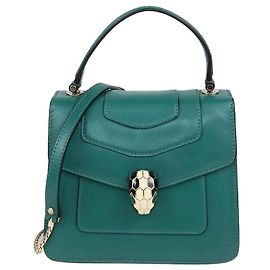 Bulgari Borsa Bvlgari Serpenti Forever Top Handle in pelle verde Verde