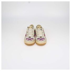 Baskets Screener Gucci en toile GG beige, rose et daim Rose Beige