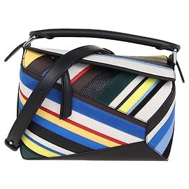 Loewe Multicolor Mixed Leather Striped Small Puzzle Bag Multiple colors