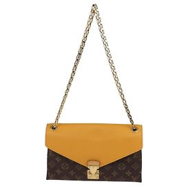Bolsa de Corrente Pallas Louis Vuitton em Canvas Monogram e Couro Safran Marrom Amarelo