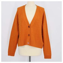 Hermès Cardigã de manga comprida Hermes Orange Wool H Laranja