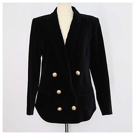 Balmain zweireihiger Blazer aus schwarzem Samt Schwarz