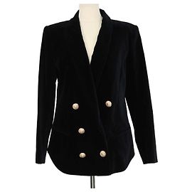 Blazer cruzado Balmain de terciopelo negro Negro