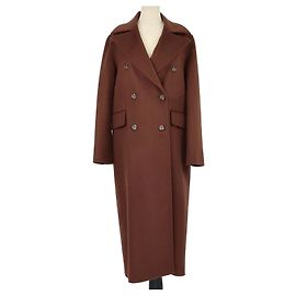 Nanushka Cinnamon Brown Wool and Silk Classic Tailored Coat Brown