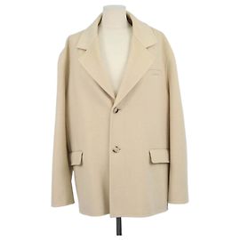Nanushka Sea Cream Wool and Silk Boxy Oversized Blazer Cream