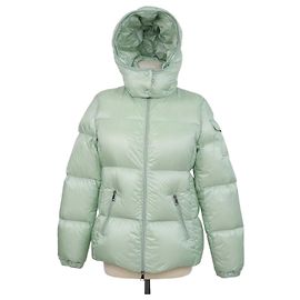 Moncler Steppjacke mit Kapuze aus Nylon in Mintgrün Hellgrün