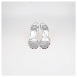 Sandali Slingback Rosalie in camoscio e strass argento Christian Louboutin Argento
