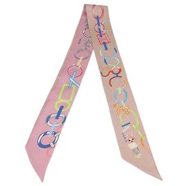 Hermès Hermes Bicolor Silk Do Re Boucles Print Twilly Multicolore