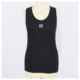 Débardeur Loewe en maille de coton noir avec Anagramme brodée Noir