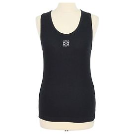 Canotta Loewe in maglia di cotone nera con Anagramma ricamato Nero