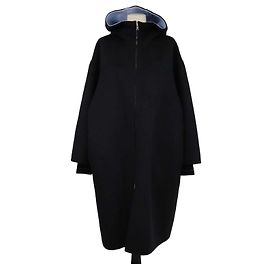 Cappotto Prada con cappuccio e cintura in misto lana nero Nero