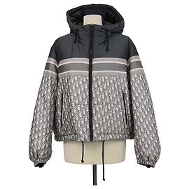 Christian Dior Grey Oblique Polyester Puffer Reversible Jacke Grau